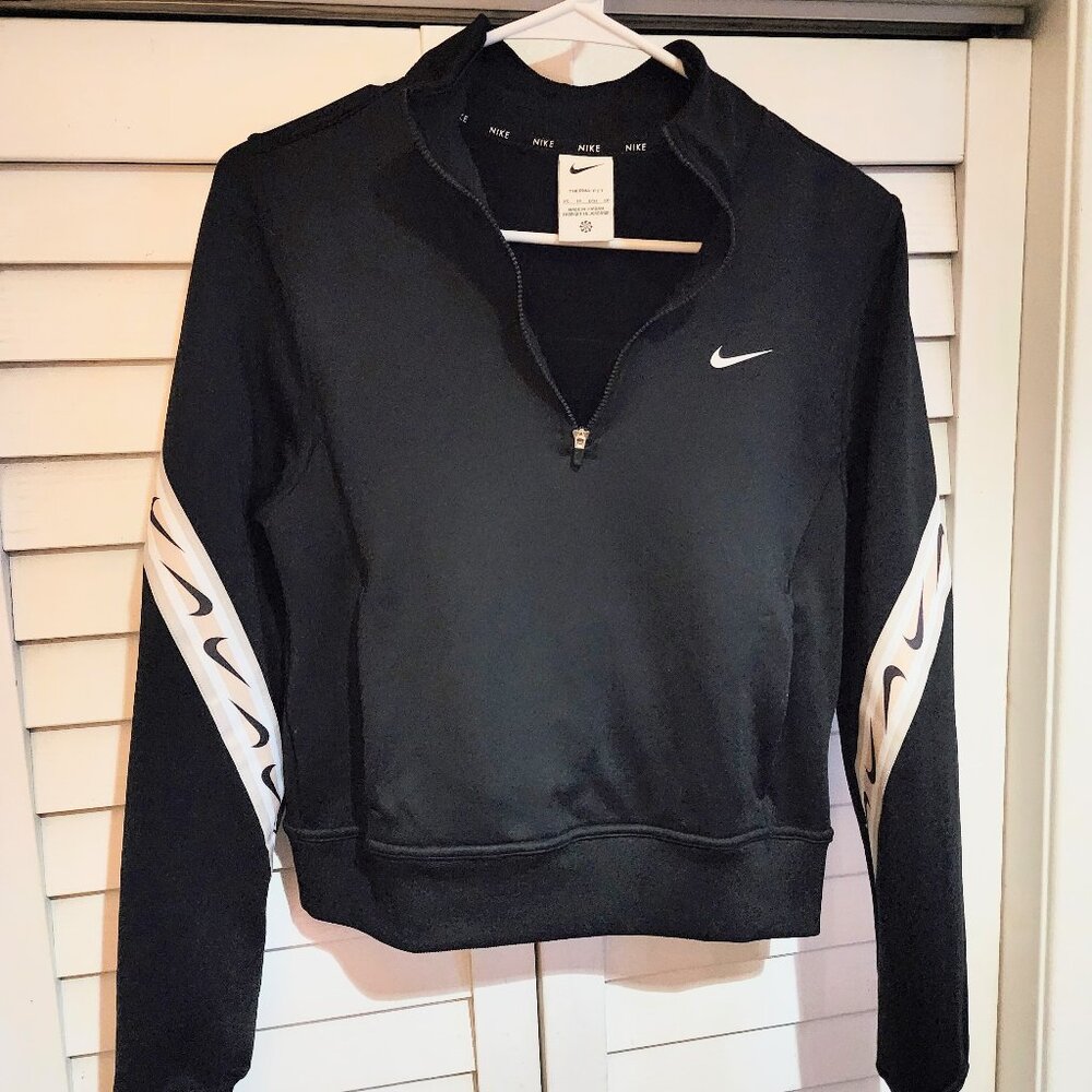 Nike Cropped Half Zip Cropped Fleece Pullover Pockets Black XS Womens